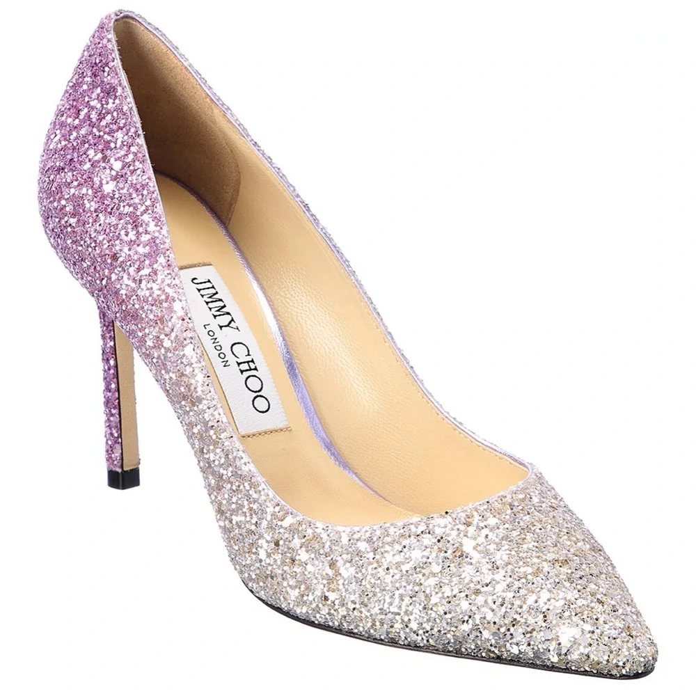 Jimmy Choo Romy 100 mm shaded coarse glitter pumps - Picture 15 of 16